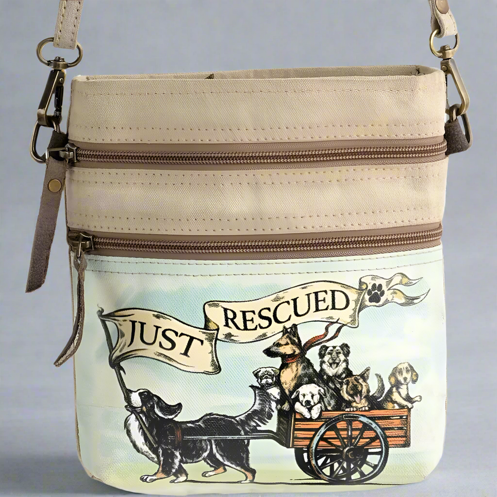 'Just Rescued' Canvas Crossbody Bag