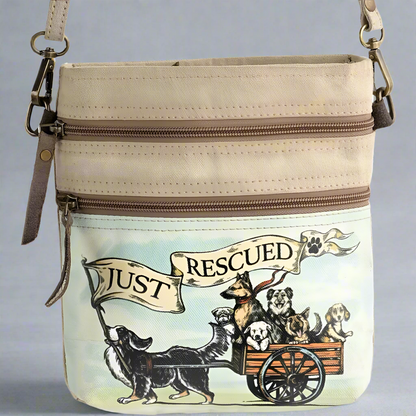 'Just Rescued' Canvas Crossbody Bag