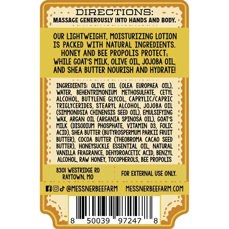 Honeysuckle Vanilla - Milk and Honey Lotion 2 oz