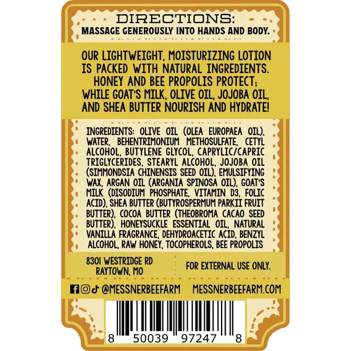 Honeysuckle Vanilla - Milk and Honey Lotion 2 oz