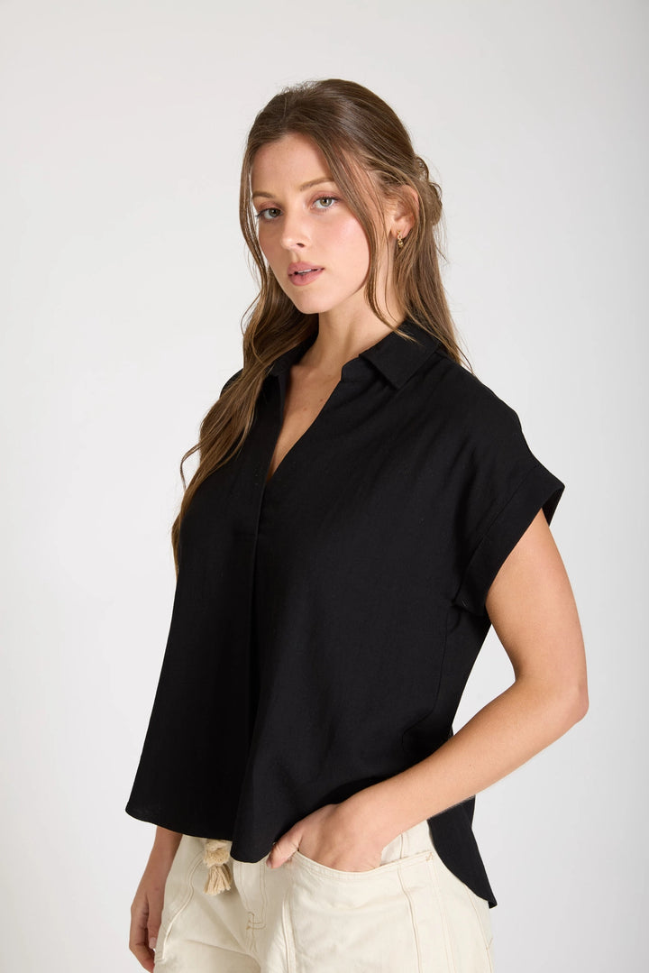 Collared Short Sleeve Top