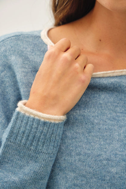 Contrast Boat Neck Sweater