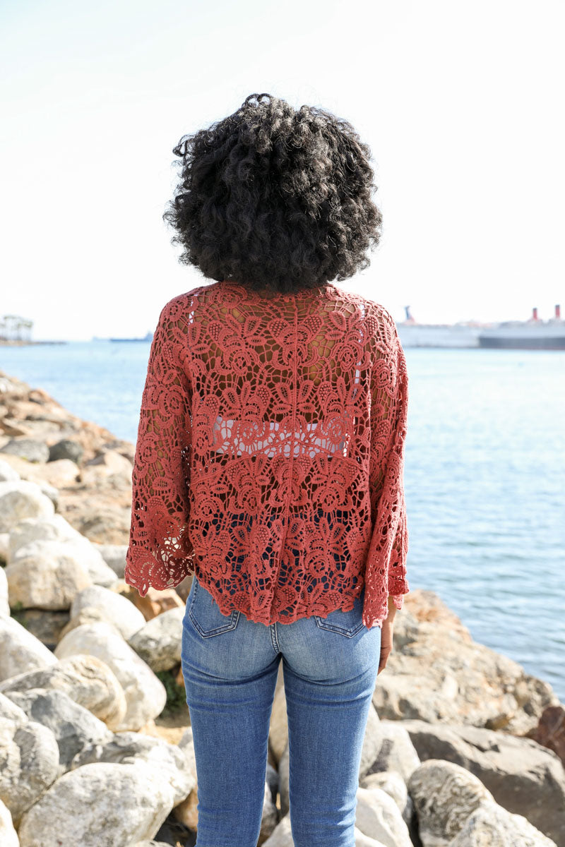 Floral Crochet Sleeved Wrap