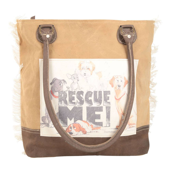 Repurposed Canvas Tote - Rescue Me