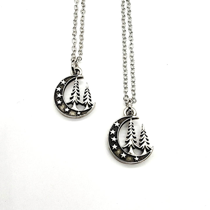 'Midnight Pines' Crescent Moon Pendant