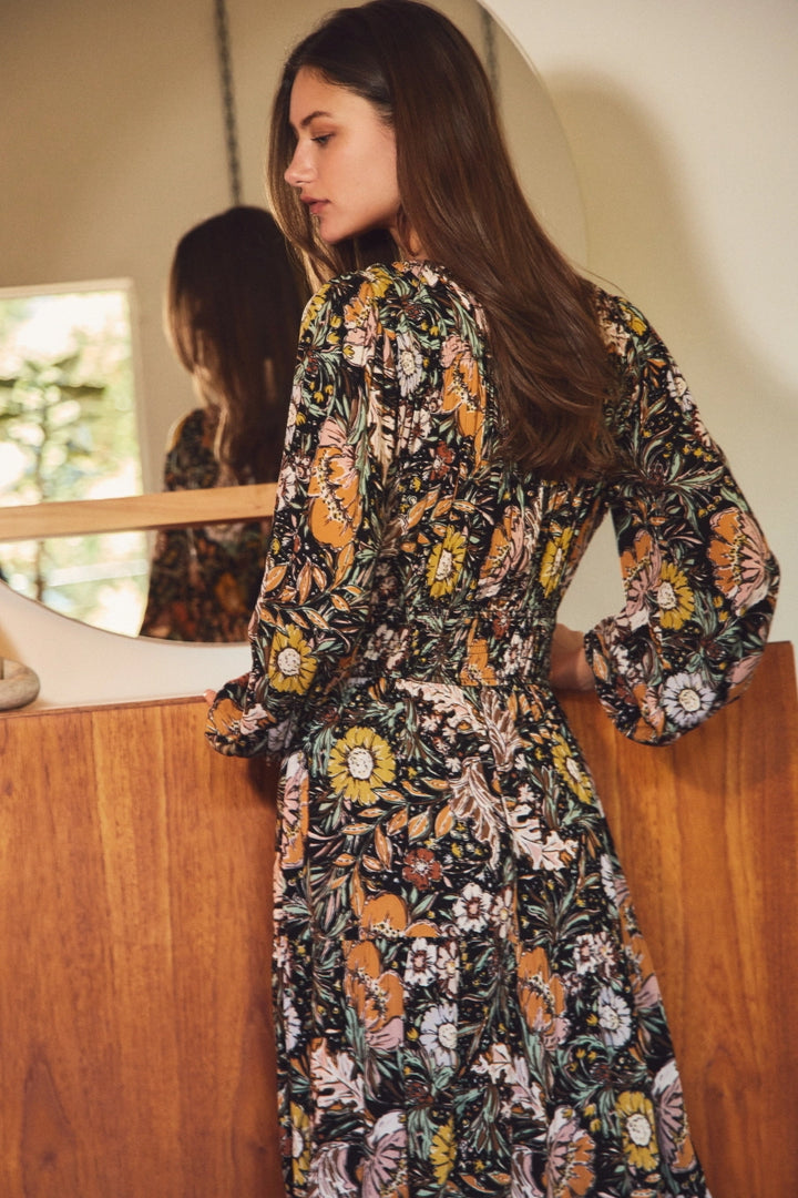 Longsleeve Floral Midi Dress