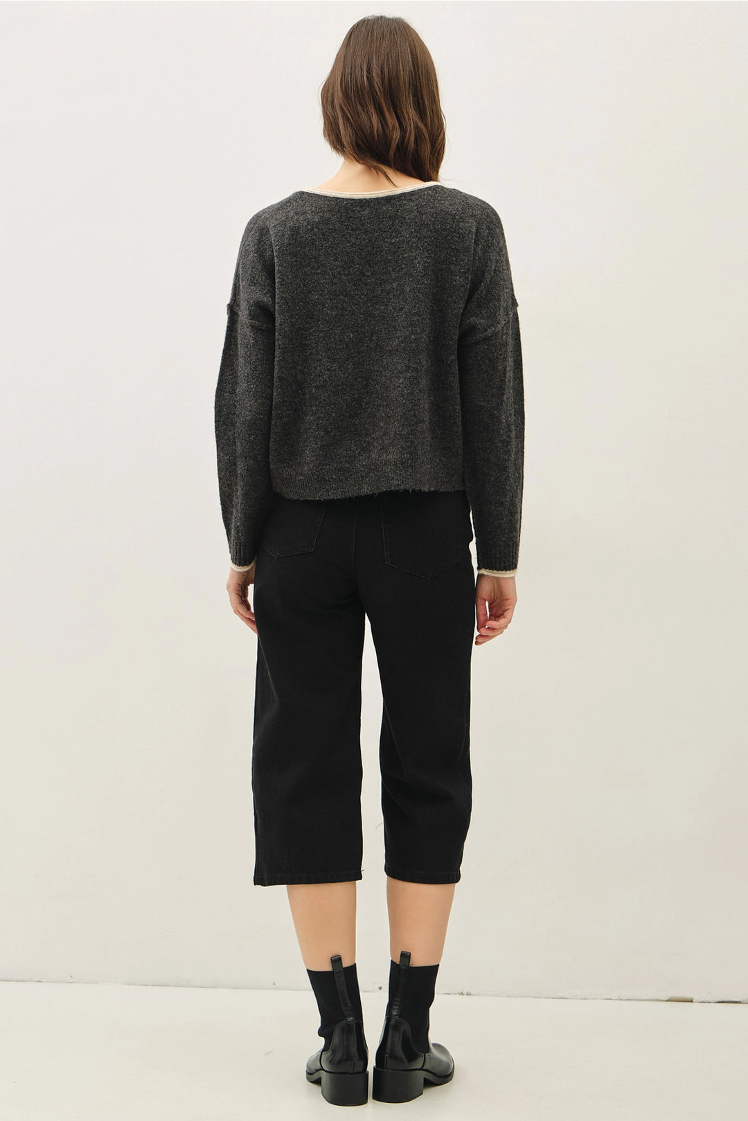 Contrast Boat Neck Sweater