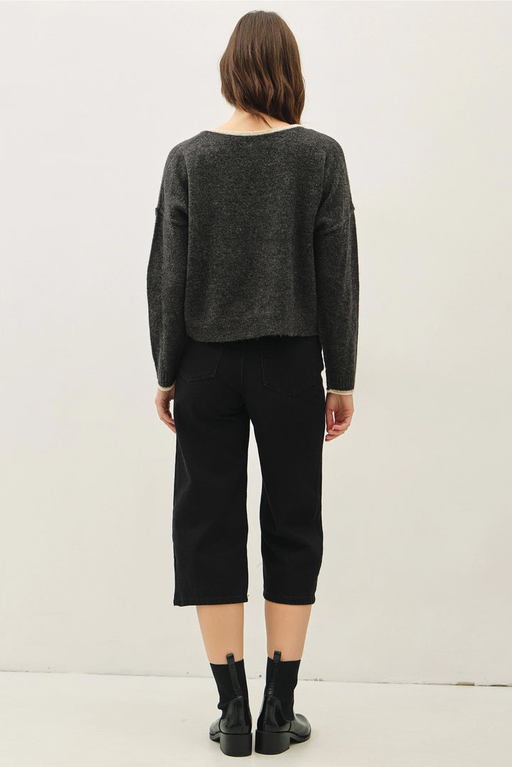 Contrast Boat Neck Sweater