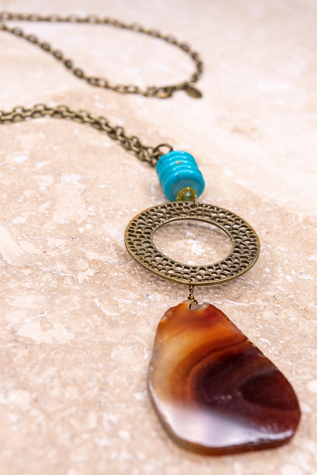Agate Slice Boho Necklace