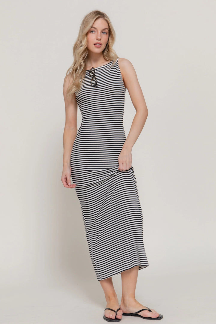 Striped Boat Neck Dress