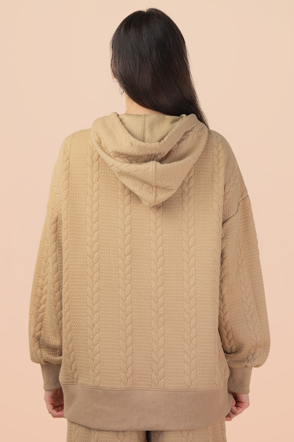 Cable Knit Textured Hoodie