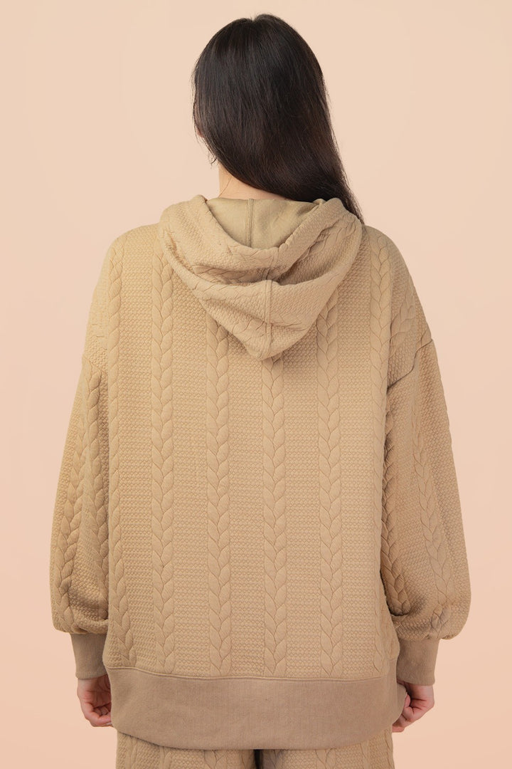 Cable Knit Textured Hoodie
