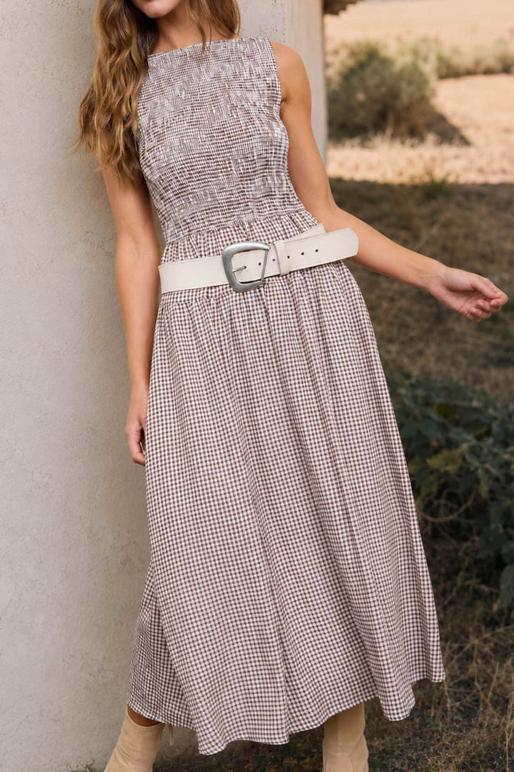 Smocked Top Gingham Dress