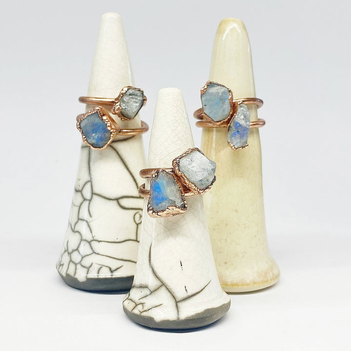 Raw Rainbow Moonstone Ring