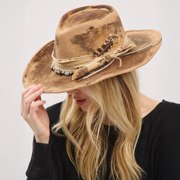 Rustic Fedora + Cowboy Hat - Tan