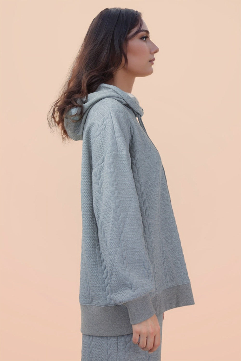 Cable Knit Textured Hoodie