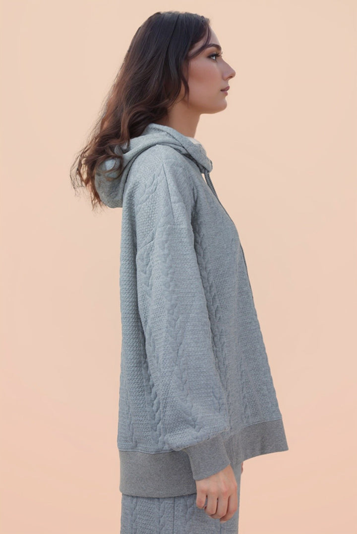 Cable Knit Textured Hoodie