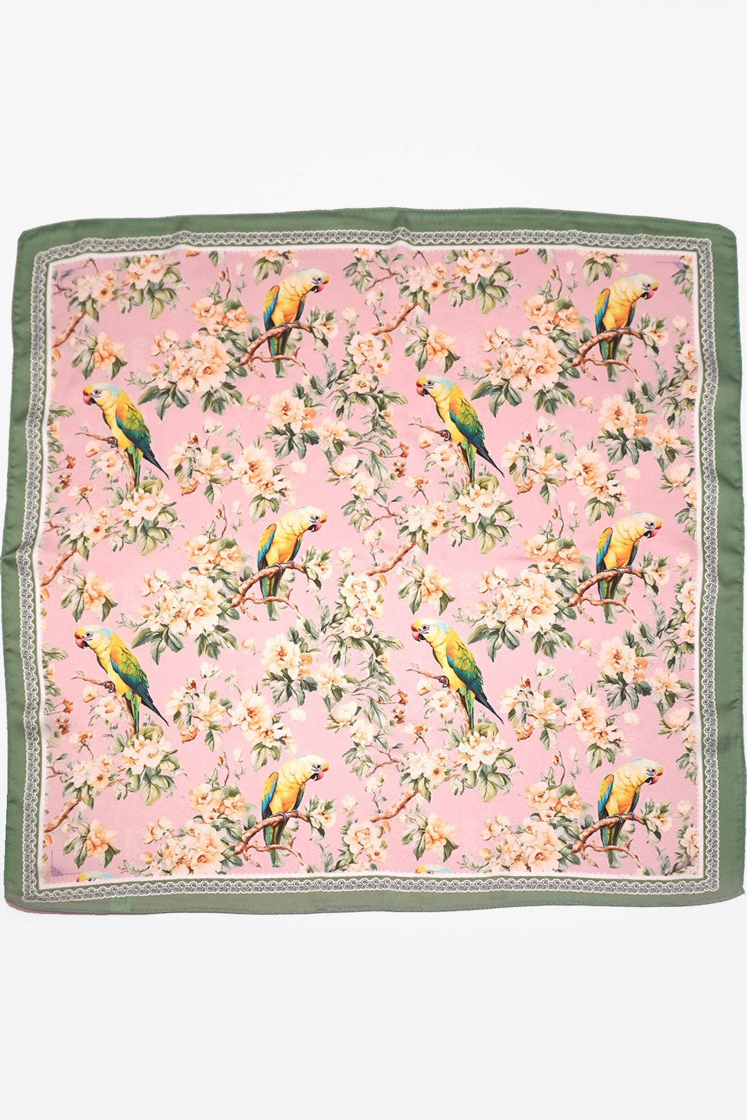 Floral Bird Print Silk Scarf