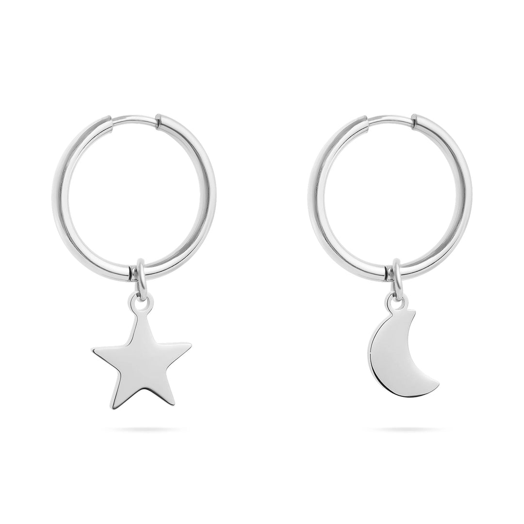 Star + Moon Charm Huggies