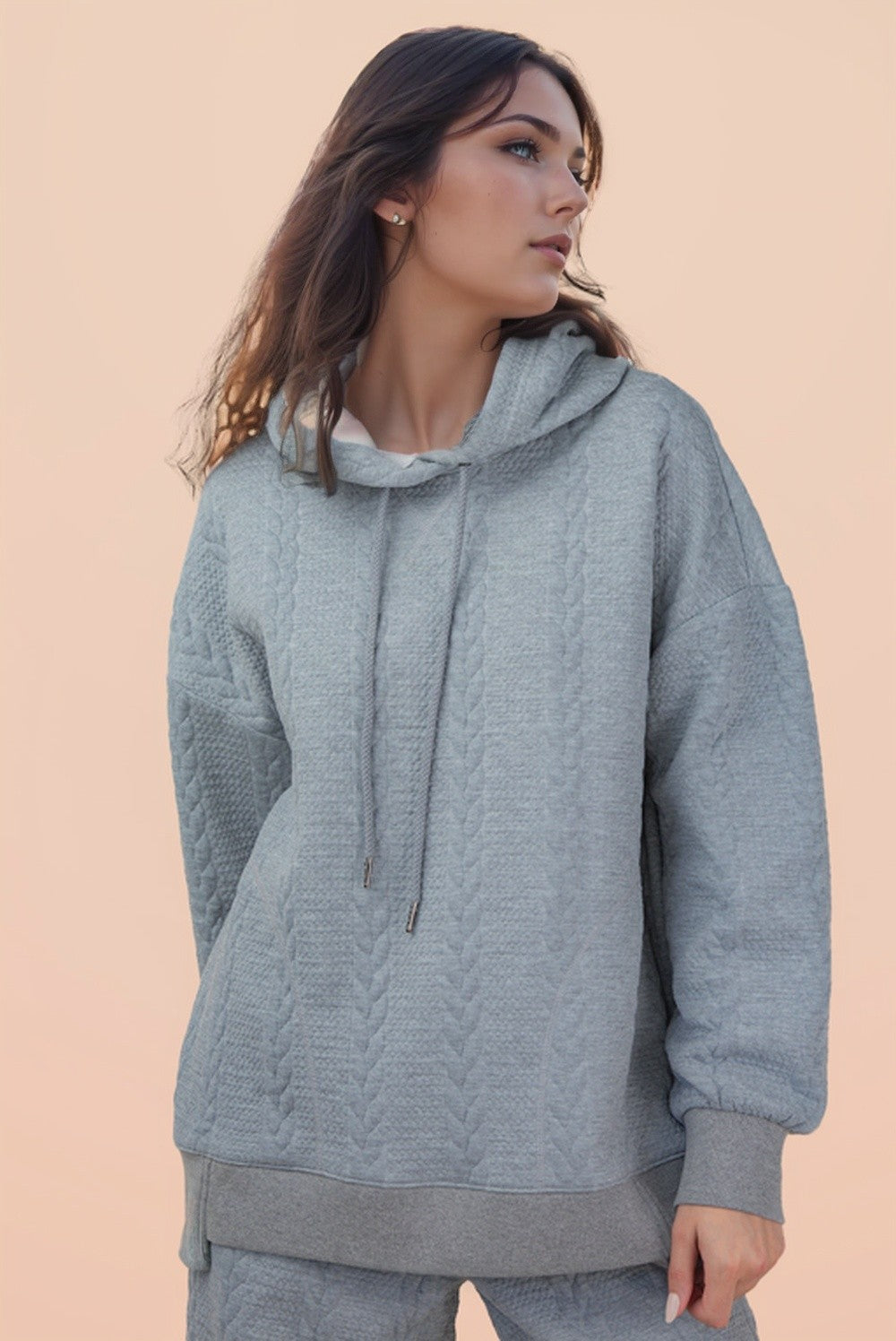 Cable Knit Textured Hoodie