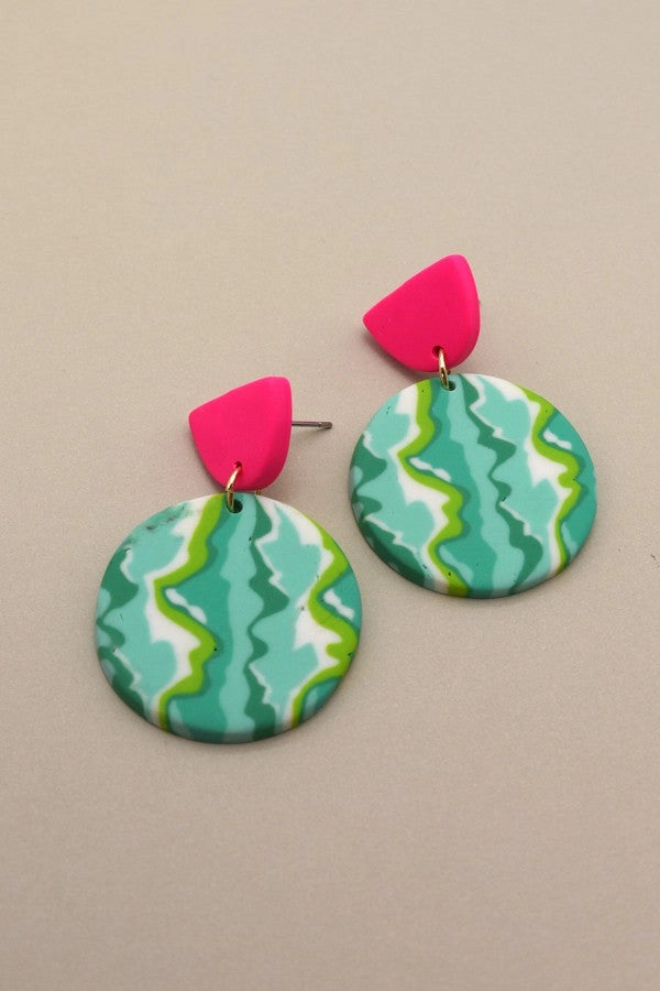 Colorful Polymer Disc Earrings