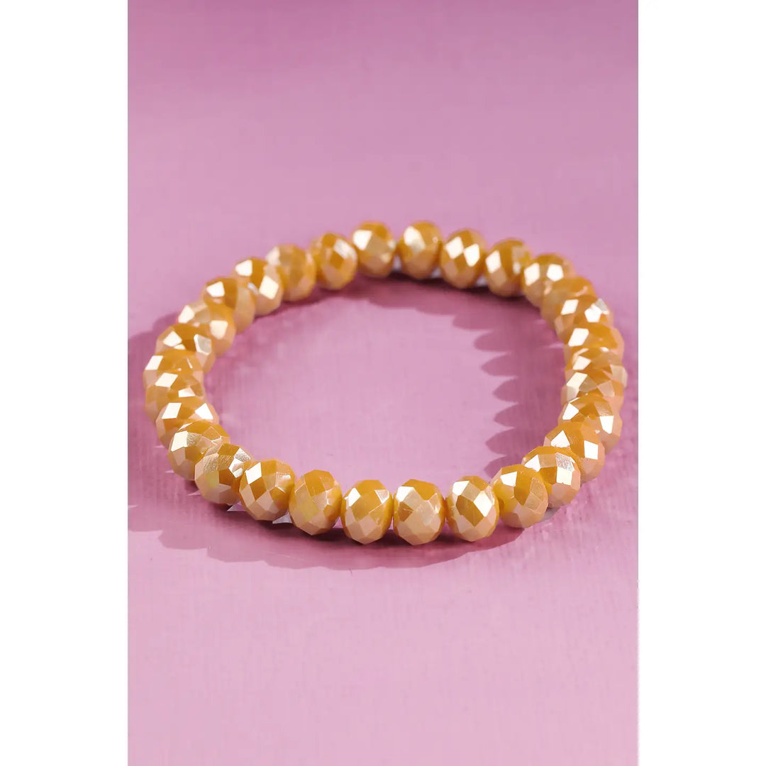 Faceted Glass Bead Stretch Bracelet