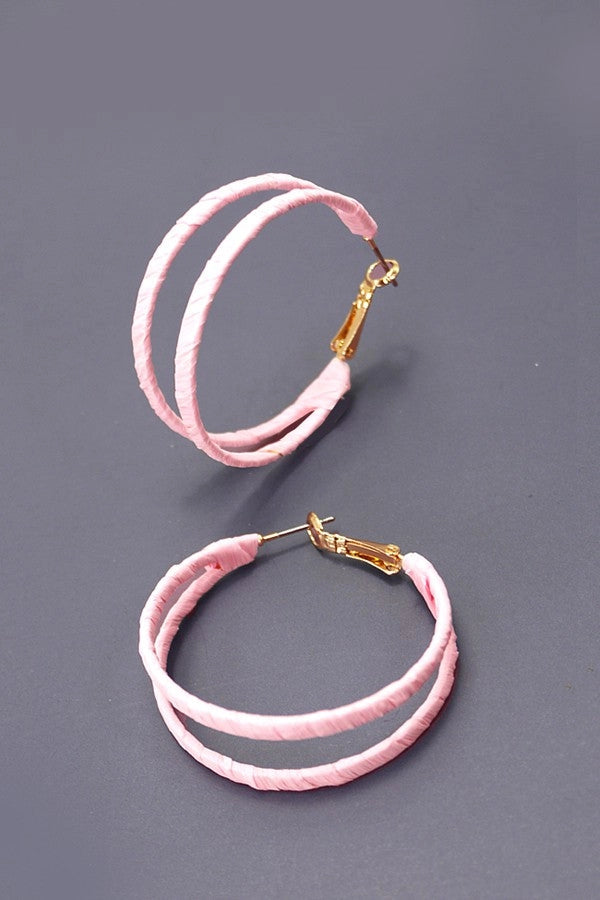 Raffia Wrap Double Hoop