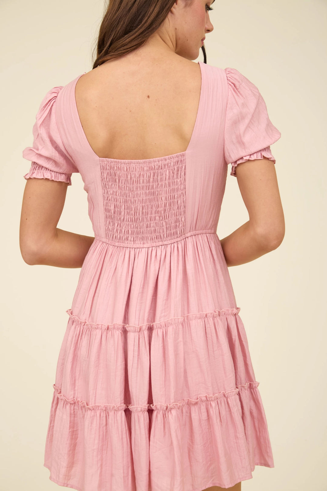 Square Neck Tiered Mini Dress