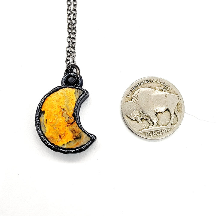 Petite Bumblebee Jasper Moon Necklace