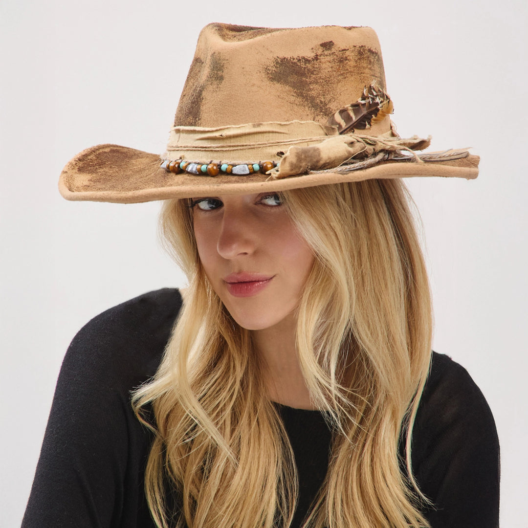 Rustic Fedora + Cowboy Hat - Tan