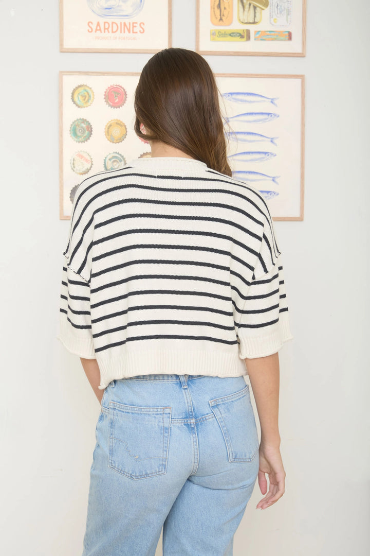 Striped Short Sleeve Sweater
