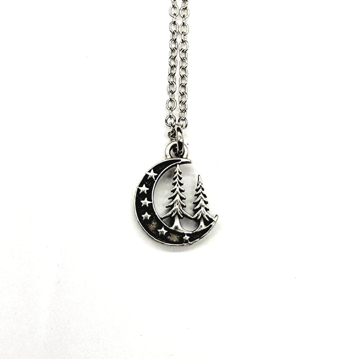 'Midnight Pines' Crescent Moon Pendant