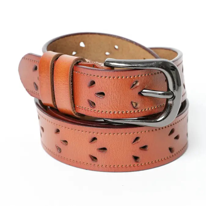 Petal Punch Out Leather Belt