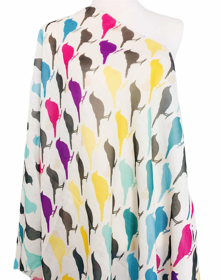 Multi Color Bird Print Scarf