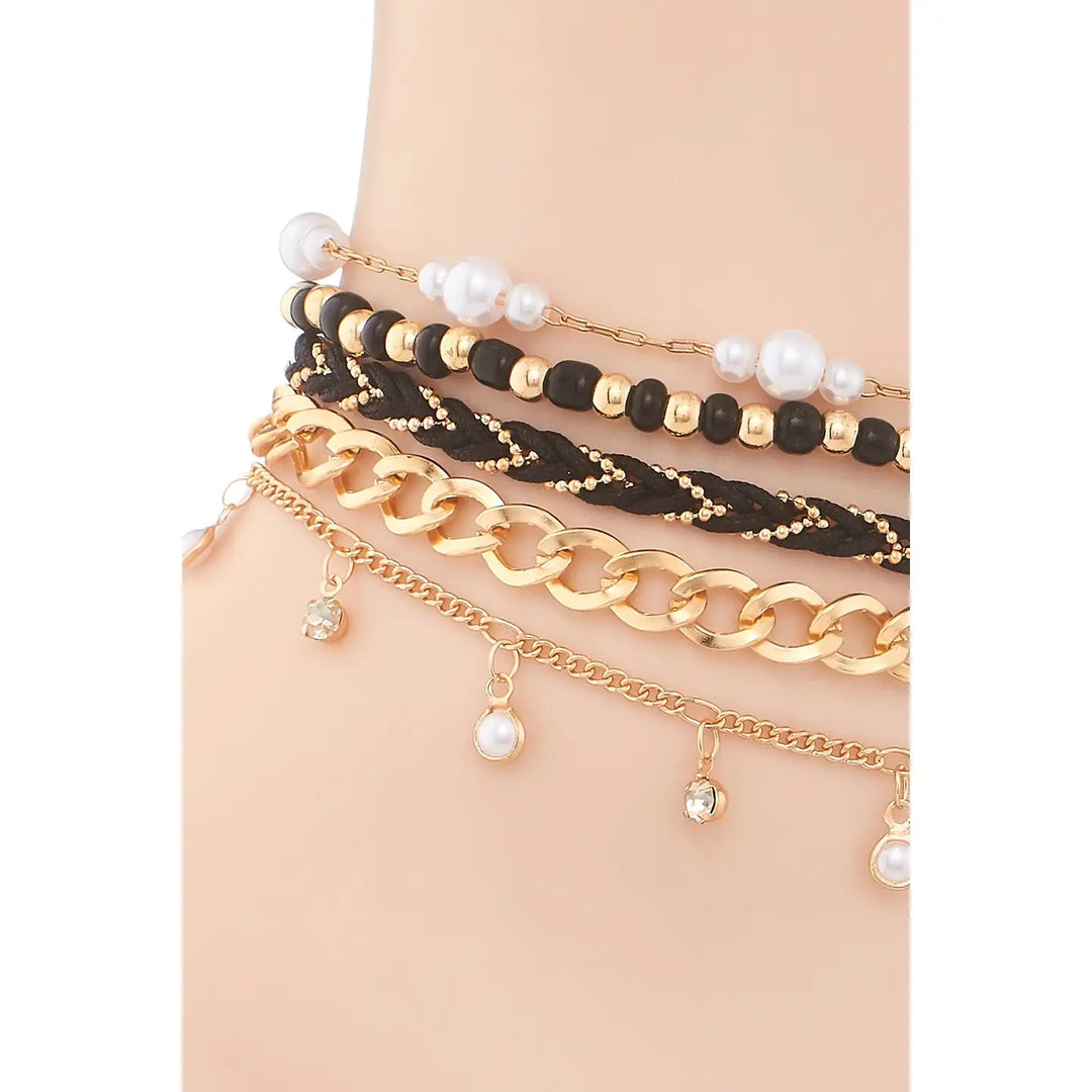 Layered Bead + Pearl Anklet