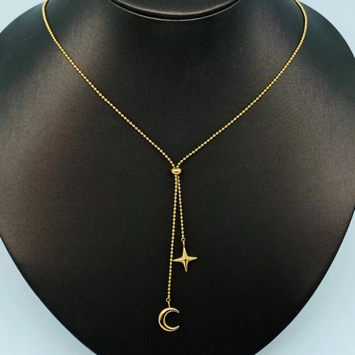 18K Star+ Moon Charm Necklace