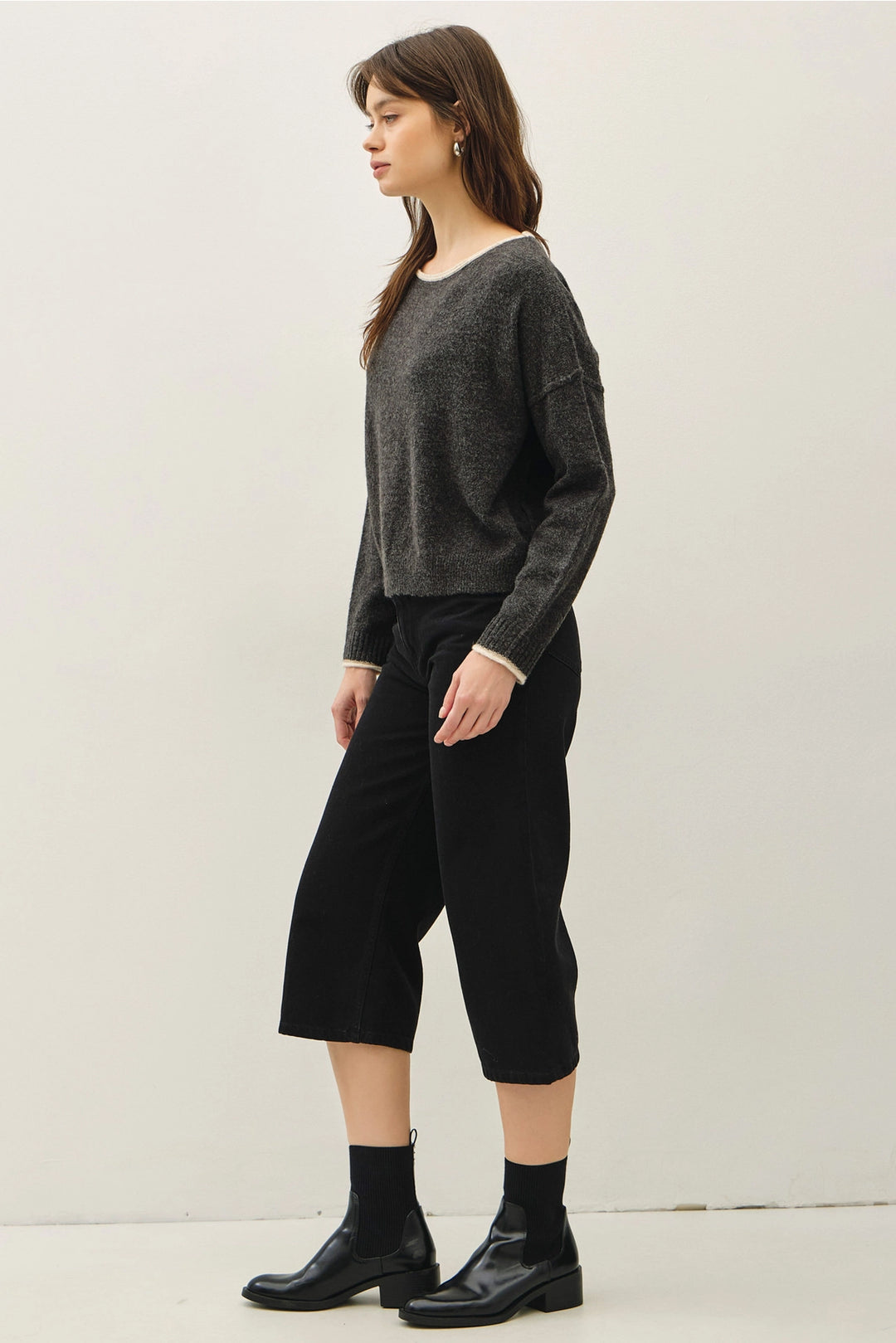 Contrast Boat Neck Sweater