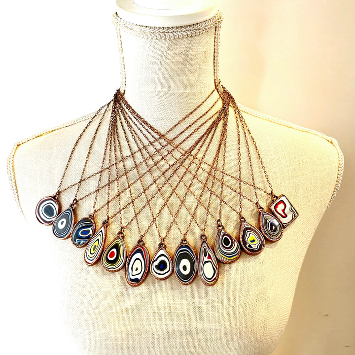 Detroit Agate - Fordite Rectangle Necklace