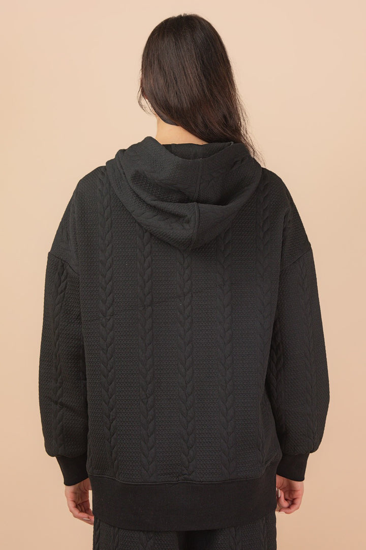 Cable Knit Textured Hoodie