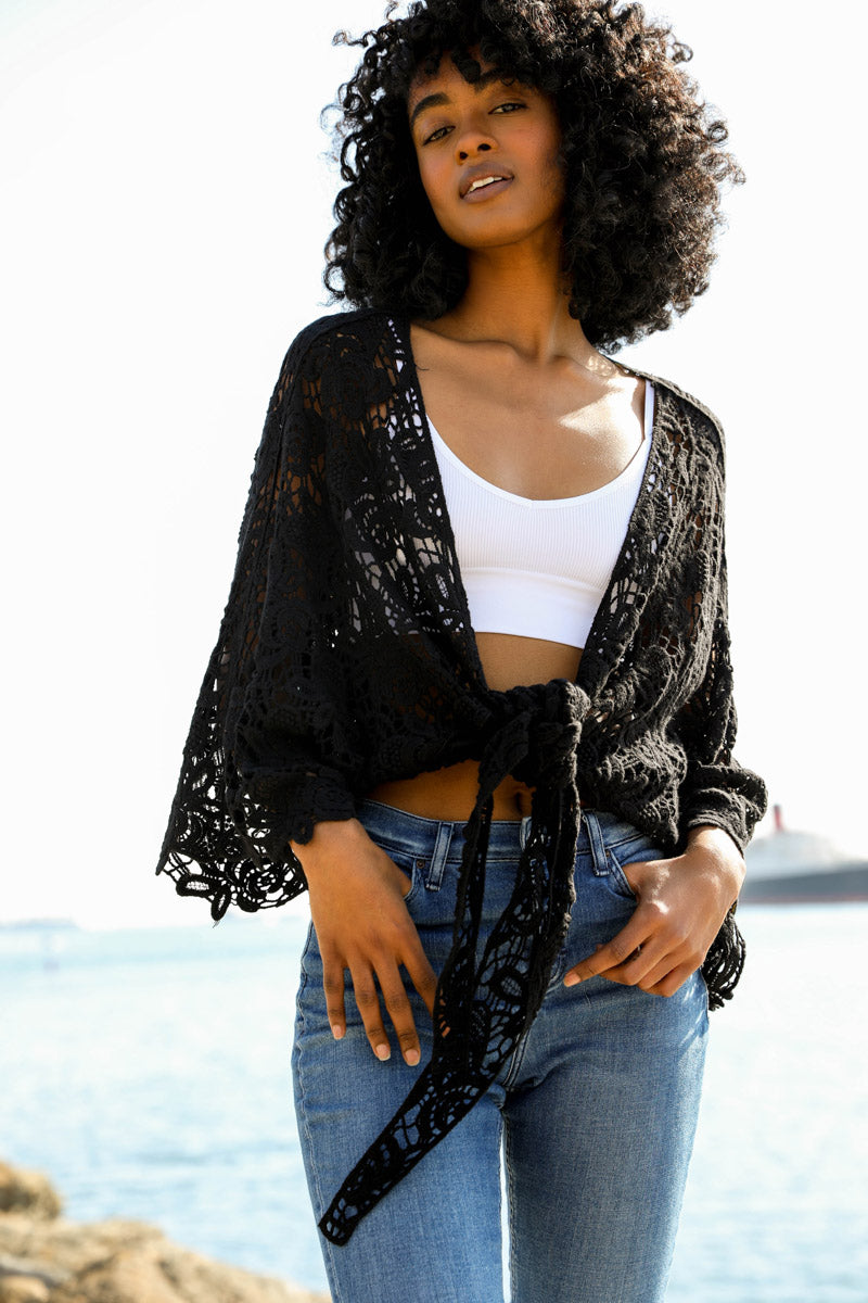 Floral Crochet Sleeved Wrap