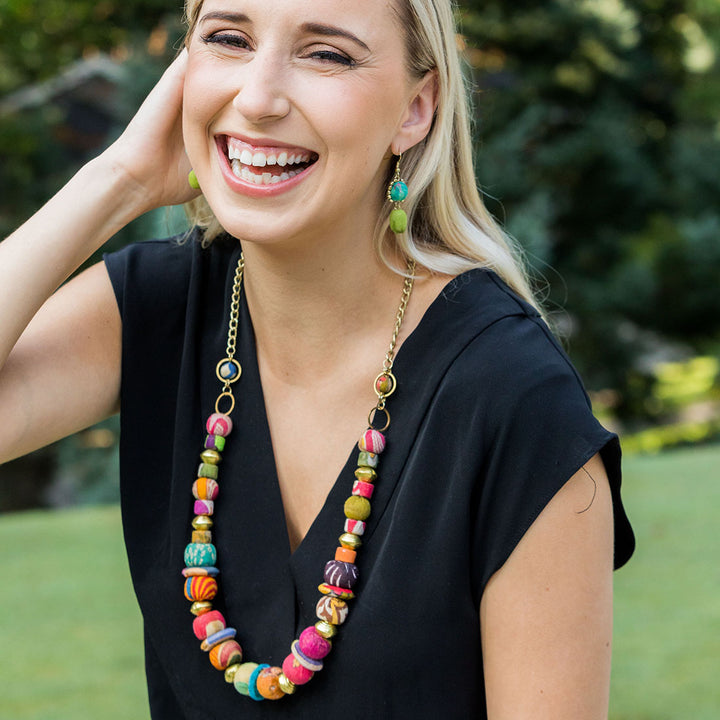 Aasha Round + Flat Beads Necklace