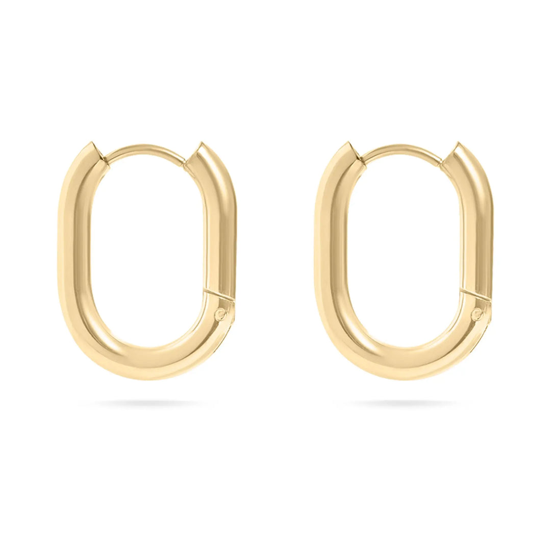 18K Oval Hoop Huggies