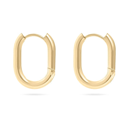 18K Oval Hoop Huggies