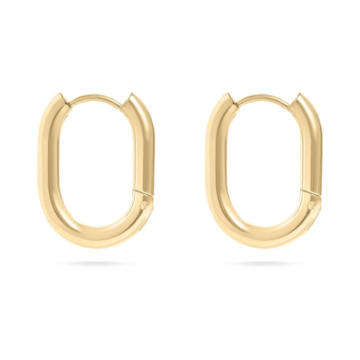 18K Oval Hoop Huggies
