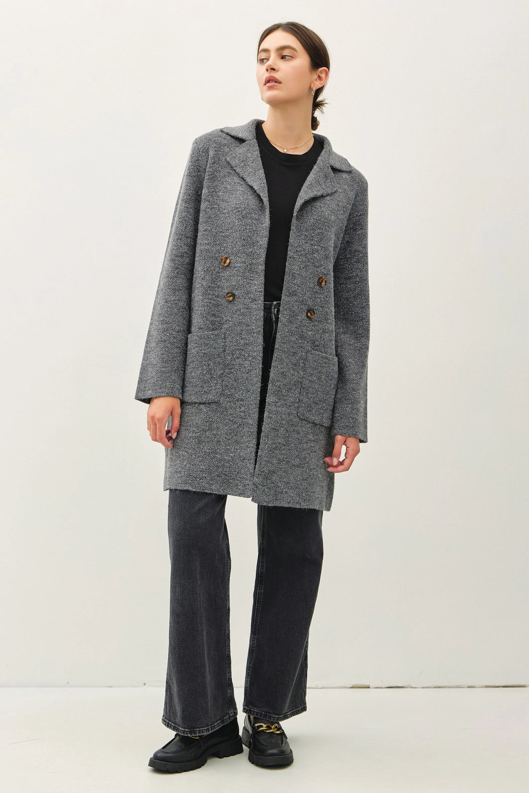 Trench Style Knit Cardigan