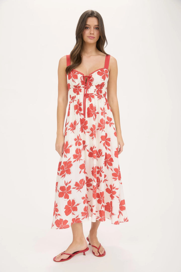 Red Hibiscus Summer Dress