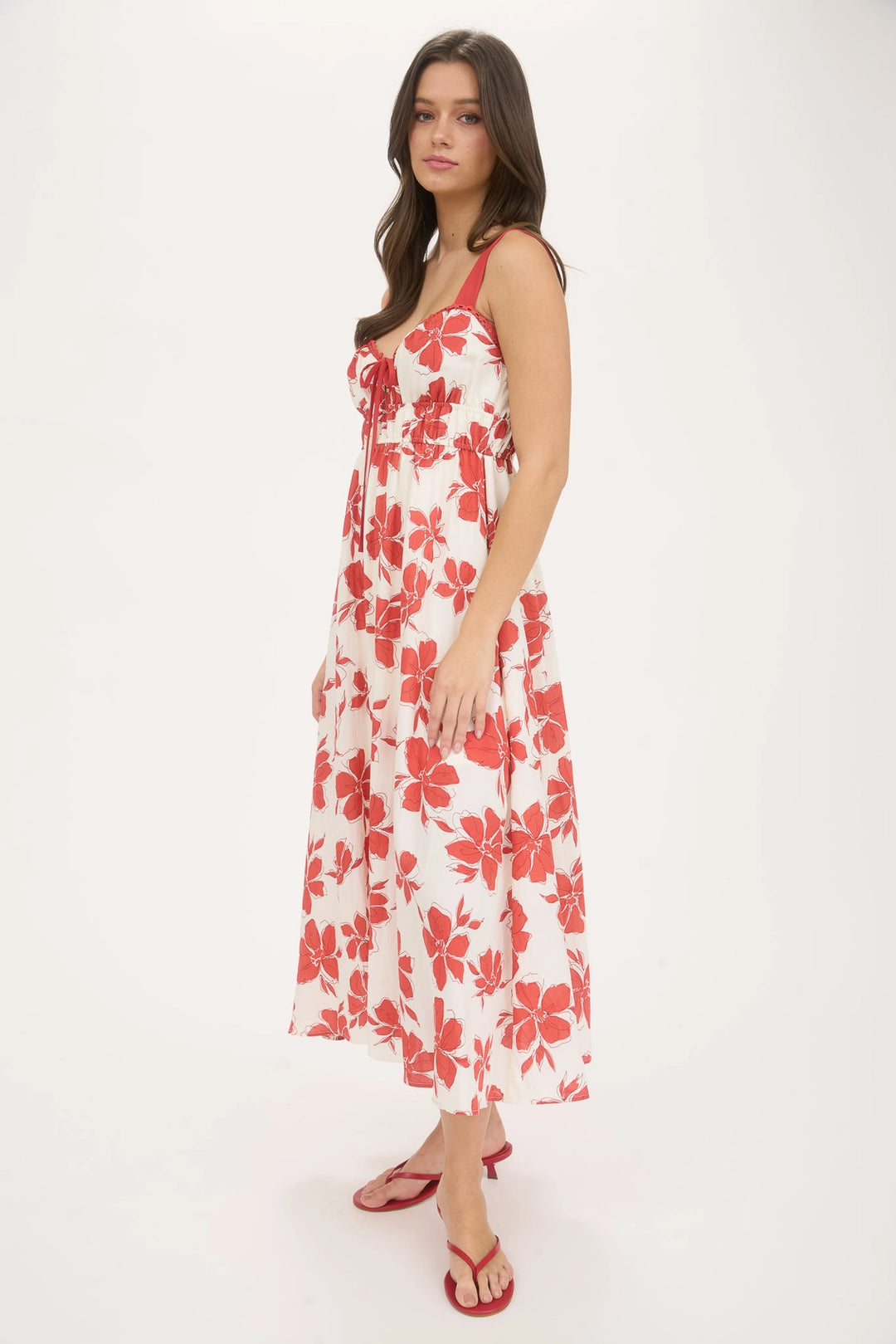 Red Hibiscus Summer Dress