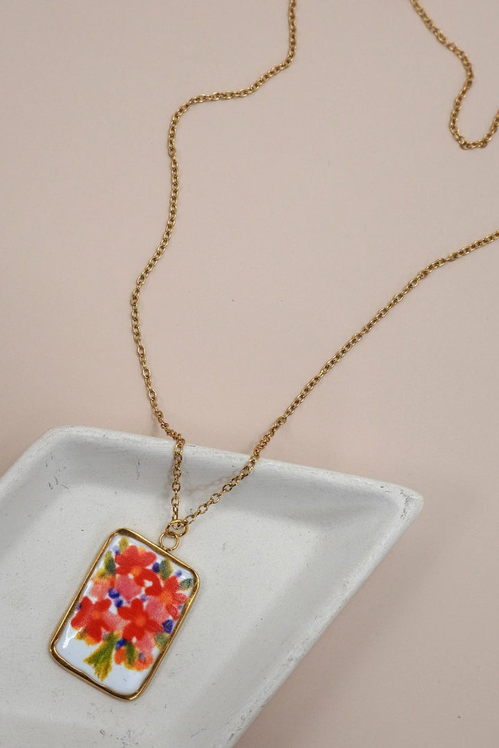 Vintage Painted Ceramic Necklace