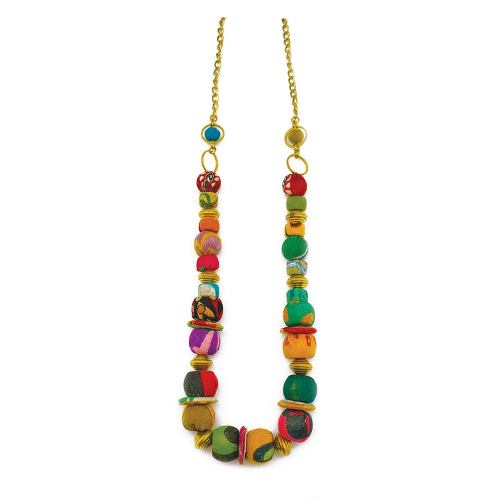 Aasha Round + Flat Beads Necklace