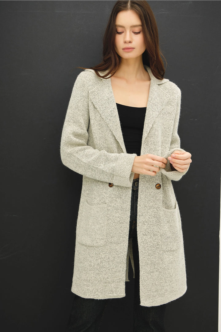 Trench Style Knit Cardigan